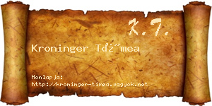 Kroninger Tímea névjegykártya